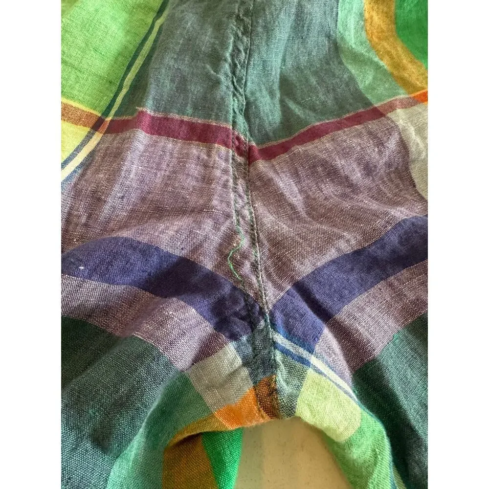 Polo Ralph Lauren Madras Linen Shorts Mens Classic Green Plaid Preppy Summer 35